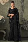 Black Georgette Sequin Embellished Saree
