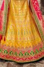 Yellow Jacquard Silk Embellished Lehenga