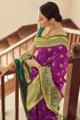 Purple Zari Weaved Banarasi Silk Saree
