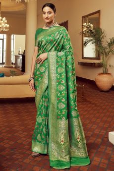 Green Zari Weaved Banarasi Silk Saree
