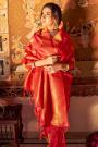 Red Handloom Weaved Banarasi Silk Saree