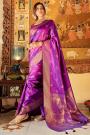Purple Handloom Weaved Banarasi Silk Saree