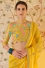 Yellow Embellished Organza Silk Saree