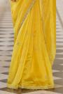 Yellow Embellished Organza Silk Saree