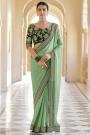 Light Green Embellished Organza Silk Saree