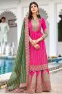 Pink Georgette Embellished Suit With Palazzo