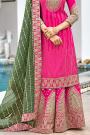 Pink Georgette Embellished Suit With Palazzo