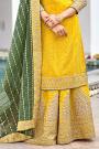 Yellow Georgette Embellished Suit With Palazzo