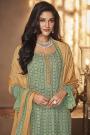 Pista Green Georgette Embroidered Sharara Suit