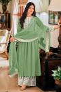 Ready To Wear Fern Green Georgette Embellished Anarkali Suit