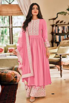 Ready To Wear Light Pink Georgette Embellished Anarkali Suit