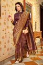 Plum Zari Weaved Handloom Silk Saree