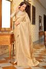 Cream Gold Zari Weaved Handloom Silk Saree