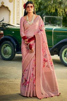 Blush Pink Silk Floral Saree