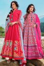 Ready To Wear Red Silk Patola Print Anarkali Dress