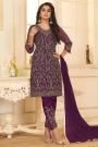 Plum Net Embroidered Suit