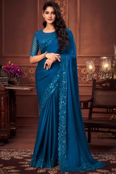 Blue Bordered Silk Saree