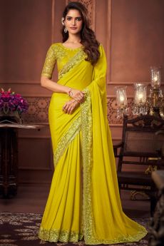 Yellow Bordered Silk Saree
