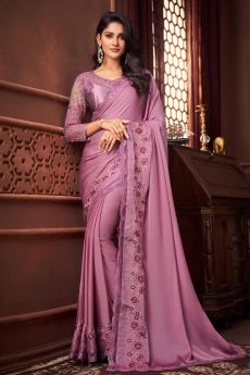 Lilac Bordered Silk Saree