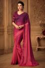 Purple-Pink Ombre Silk Chiffon Saree