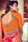 Orange Banarasi Silk Embroidered Lehenga