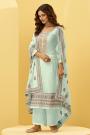 Misty teal Georgette Embroidered Suit