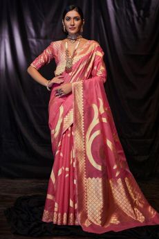 Blush Pink Modal Cotton Weaved Saree