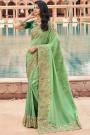 Mint Green Silk Based Designer Border Saree