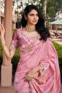 Light Pink Silk Based Designer Border Saree
