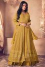 Mustard Yellow Embellished Georgette Anarkali Suit with Skirt