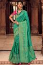 Teal Green Zari Weaved Banarasi Silk Saree