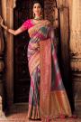 Purple Zari Weaved Banarasi Silk Saree