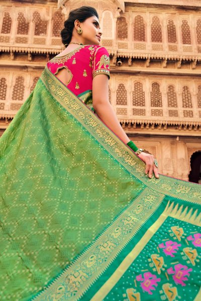 Light Green Zari Weaved Banarasi Silk Saree