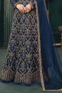 Navy Blue Net Embellished Anarkali Dress