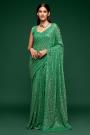 Green Georgette Sequined Saree