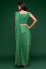 Green Georgette Sequined Saree