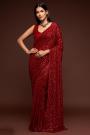 Red Georgette Sequined Saree