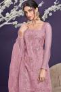 Light Pink Net Embellished Suit With Sharara