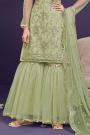Pista Green Net Embellished Suit With Sharara