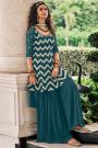 Ready To Wear Teal Blue Georgette Sharara Style Peplum Suit