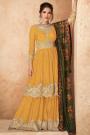 Mustard Yellow Georgette Embellished Sharara Suit