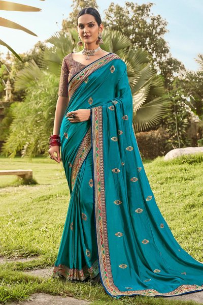 Navy Blue Beautiful soft Silk Saree beautiful Green Border checked brocade saree fow women sari