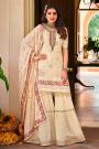 Ivory Embellished Georgette Sharara Style Suit
