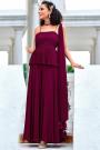 Ready To Wear Plum Peplum Style Georgette Embellished Palazzo Suit