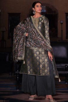 Charcoal Grey Woven Viscose Silk Suit