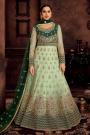 Mint Green Net Embellished Anarkali Suit With Dupatta