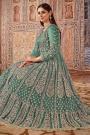 Aqua Green Intricately Embellished Net Anarkali Suit With Dupatta