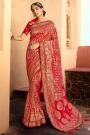 Red Banarasi Silk Saree With Zari Weaving
