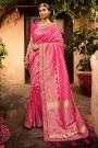 Pink Banarasi Silk Saree With Zari Weaving