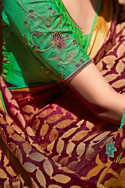 Plum Paithani Silk Printed Saree